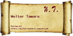 Welter Tamara névjegykártya
